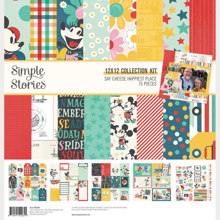 Simple Stories - 12x12 Collection Kit - Say Cheese Happiest Place 76 pieces