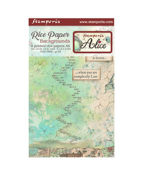 Stamperia - Alice - Rice Paper Backgrounds set van 8 A6