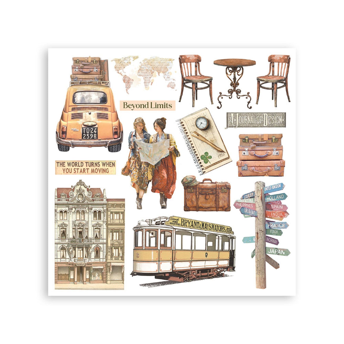 Stamperia - Art of Travelling Rub On kit