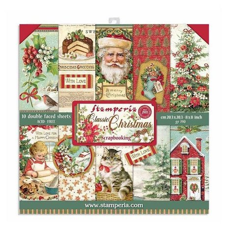 Stamperia -  Classic Christmas 8x8 inch Paper pack
