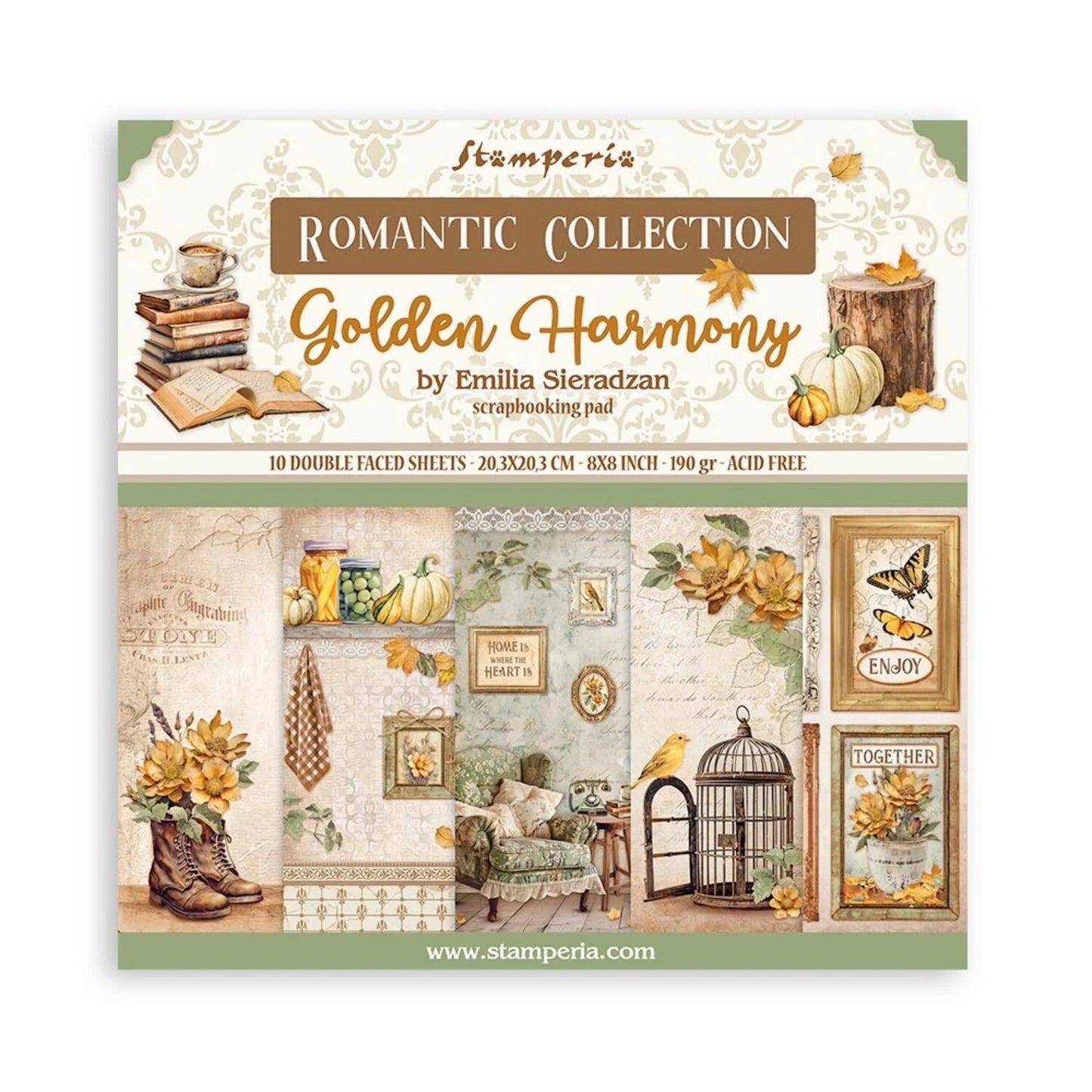 Stamperia - Romantic Collection Golden Harmony 8x8 inch