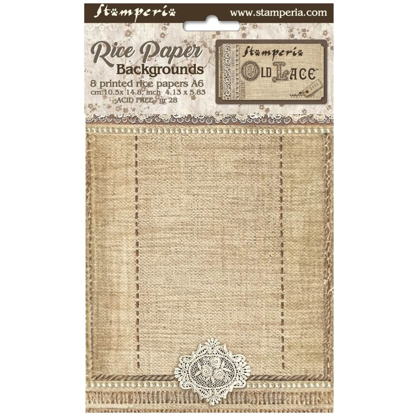 Stamperia -  rice paper A6 Old Lace