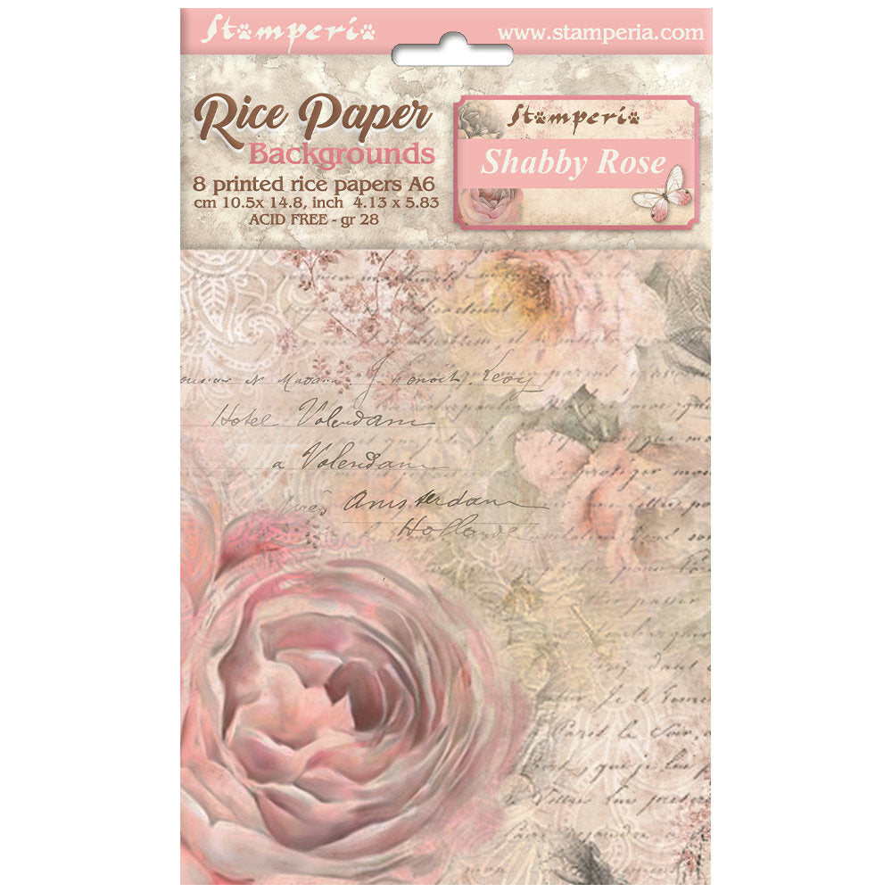 Stamperia - rice paper A6 Shabby Rose