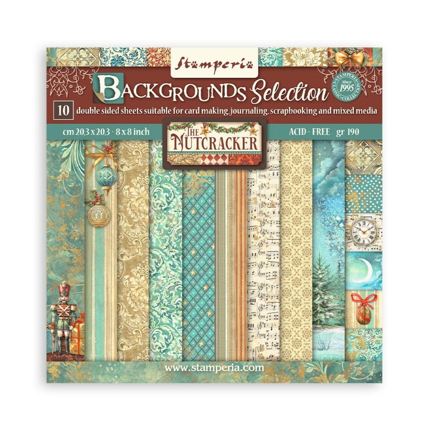 Stamperia - The Nutcracker Backgrounds Collection 8x8 inch