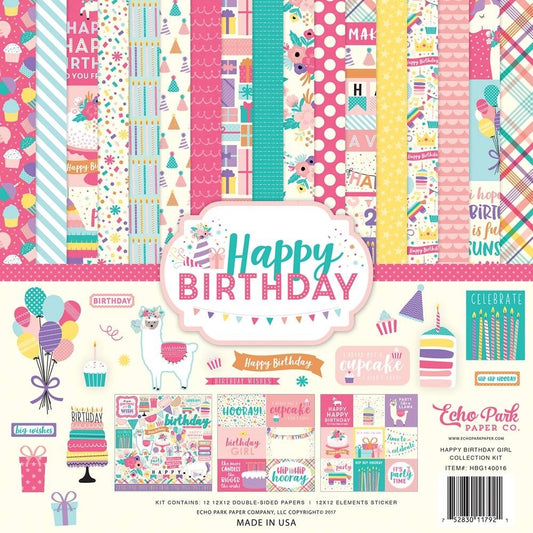 Echo Park -  happy birthday girl 12x12 inch collection kit